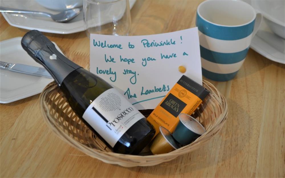 A little welcome hamper from the owner at Periwinkle in Helford Passage