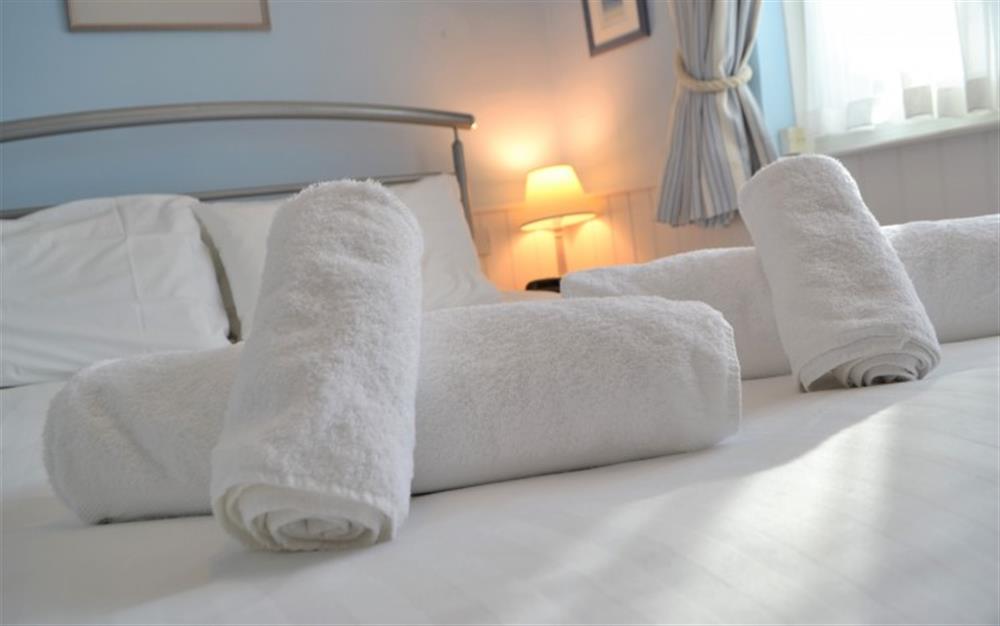 Lovely fluffy towels are provided. at Periwinkle in Helford Passage