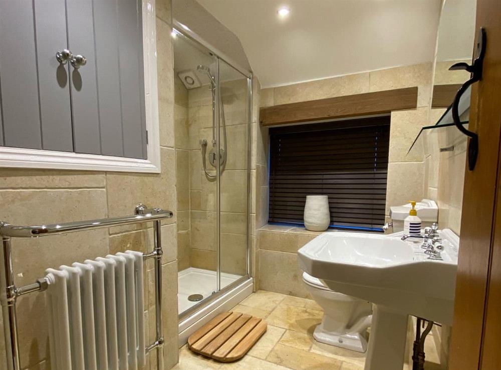 Shower room at Perkins Cottage in Woolley Moor, near Chesterfield, Derbyshire