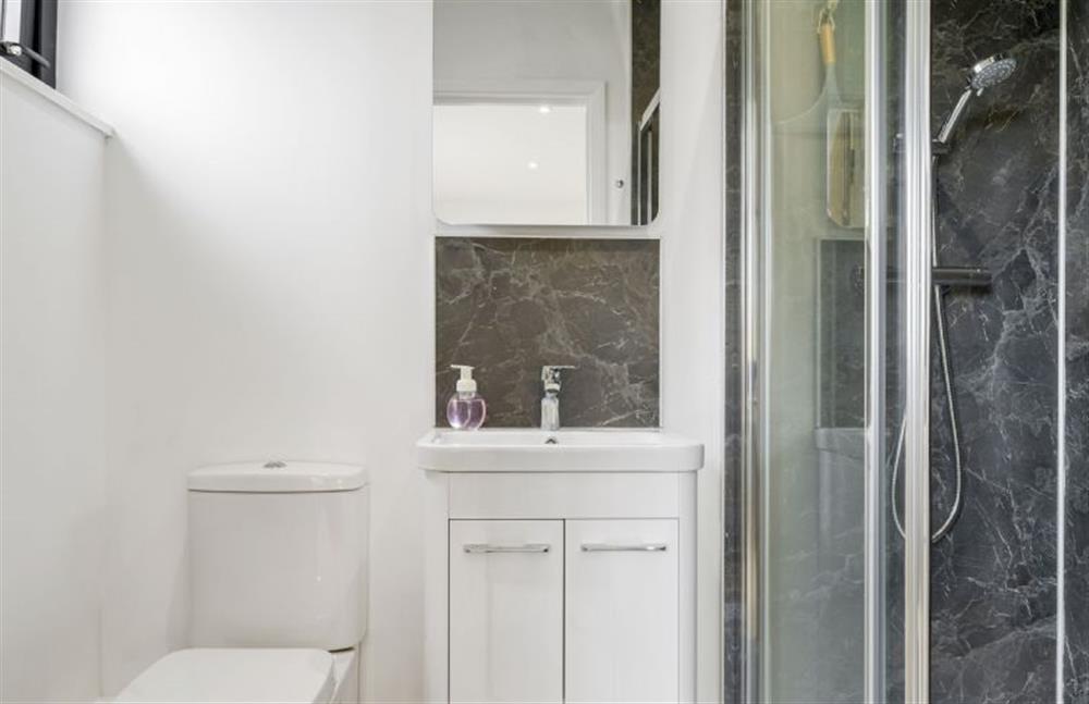 Perrywinkle, Praa Sands. En-suite shower room with WC, wash basin and shower. at Perrywinkle, Ashton