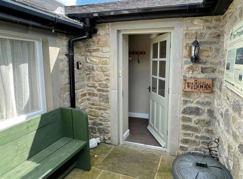 Front entrance with bike locking facility at Petes Place in Wigglesworth, North Yorkshire
