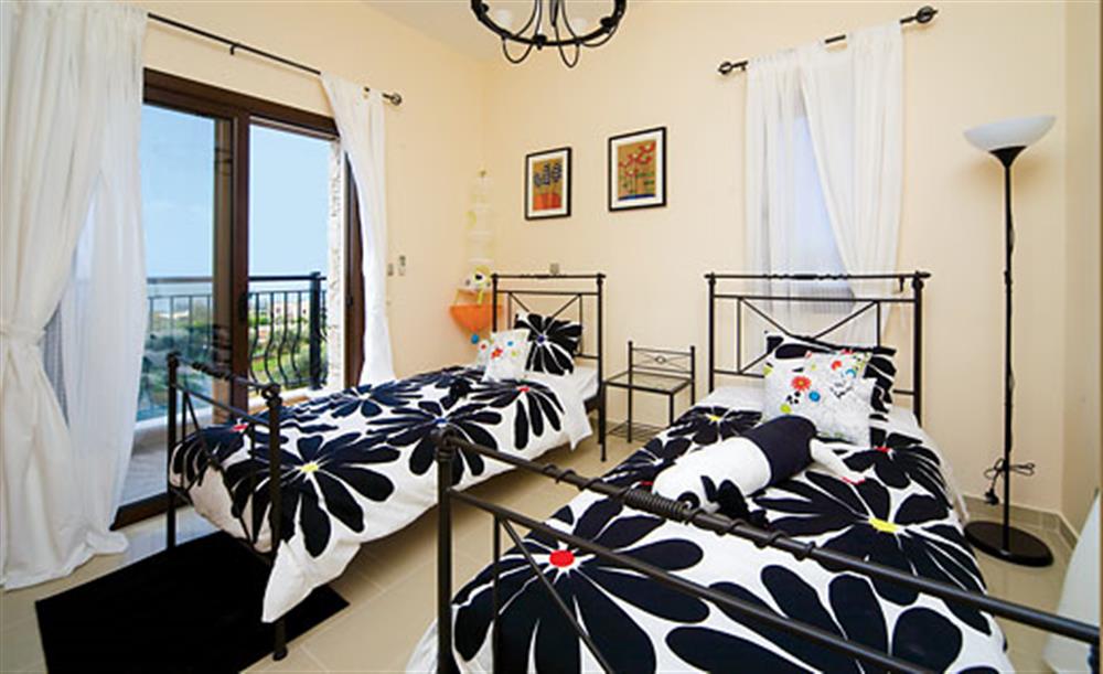 Twin bedroom at Petrides Villa, Argaka, Cyprus