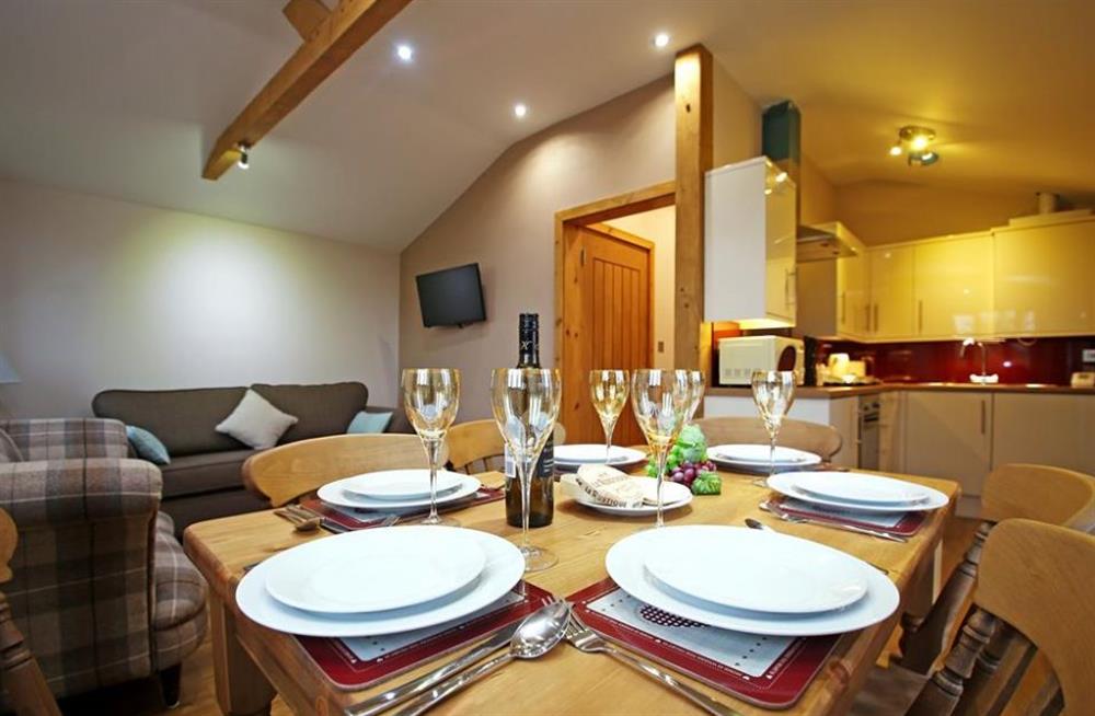 The kitchen and dining area at Pheasant Cabin, Ulcombe, Kent