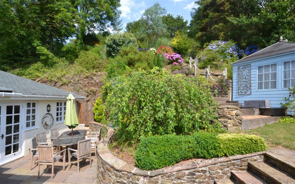 The pretty garden at Pheasant Cottage in Salcombe