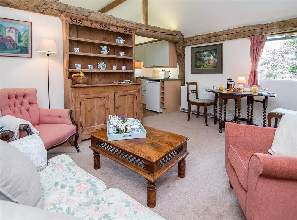 Delightful living space with exposed beams at Pheasants Hill Old Byre in Hambleden, near Henley-on-Thames, Buckinghamshire, England