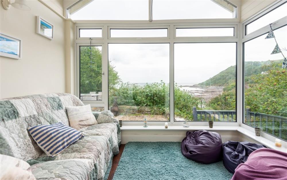 The conservatory with stunning sea view
