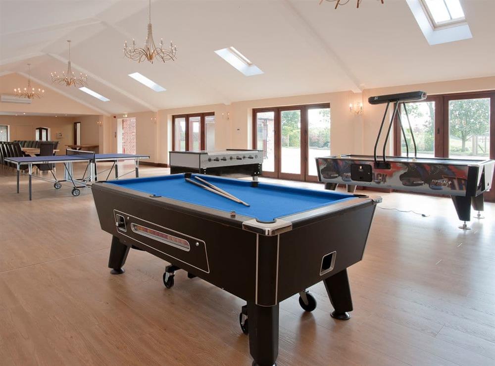 The function hall has a well-equipped games area at Kingfisher Barn, 