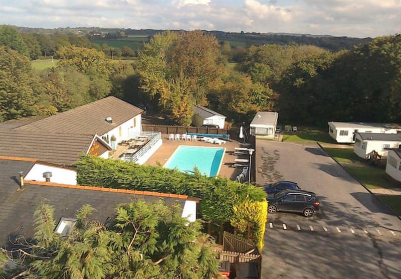 The park and pool at Pilbach Holiday Park in Ceredigion, Mid Wales