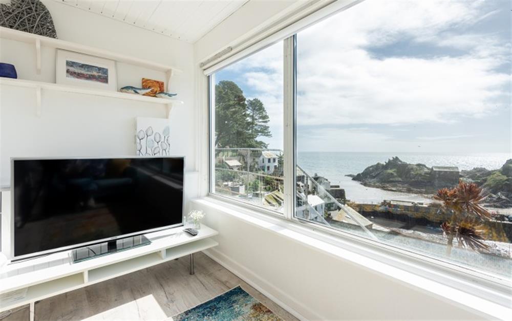 Do you watch TV or the view from the bedroom/lounge! at Pilchard Rock in Polperro