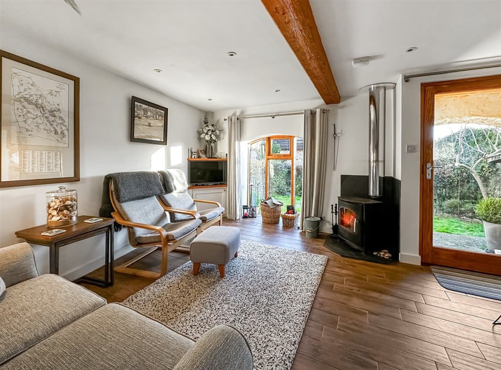 Living area at Pilsbury Cottage in Combe Raleigh, Devon