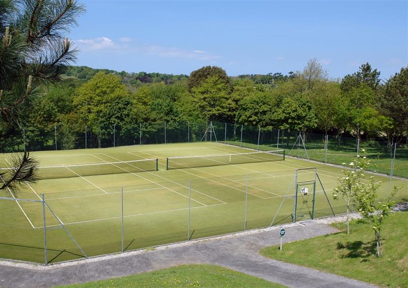 Tennis courts at Pine Cottage, Maenporth, Cornwall
