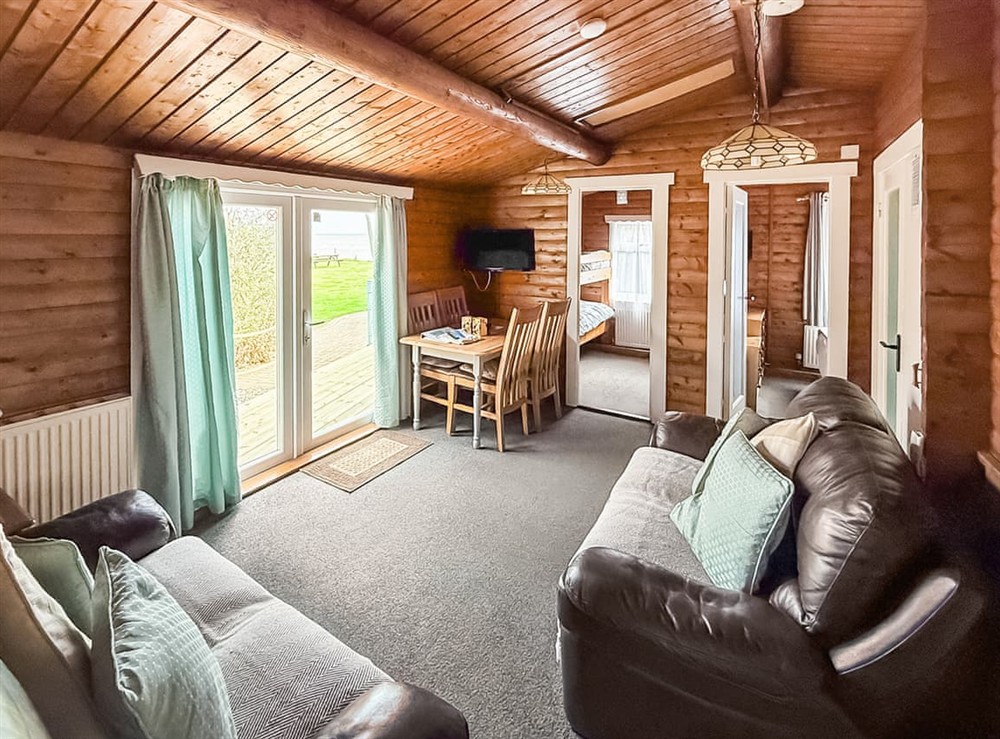 Open plan living space at Pine Lodge in California, Great Yarmouth, Norfolk