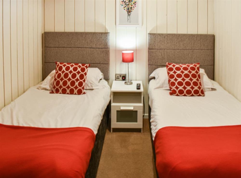 Twin bedroom at Pine Lodge in Charlcot, near Masham, Yorkshire, North Yorkshire