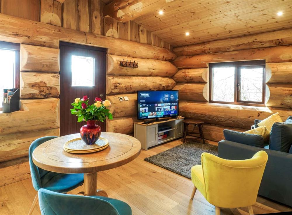Open plan living space at Pine Marten Cabin in Kilmichael Glassary, Argyll