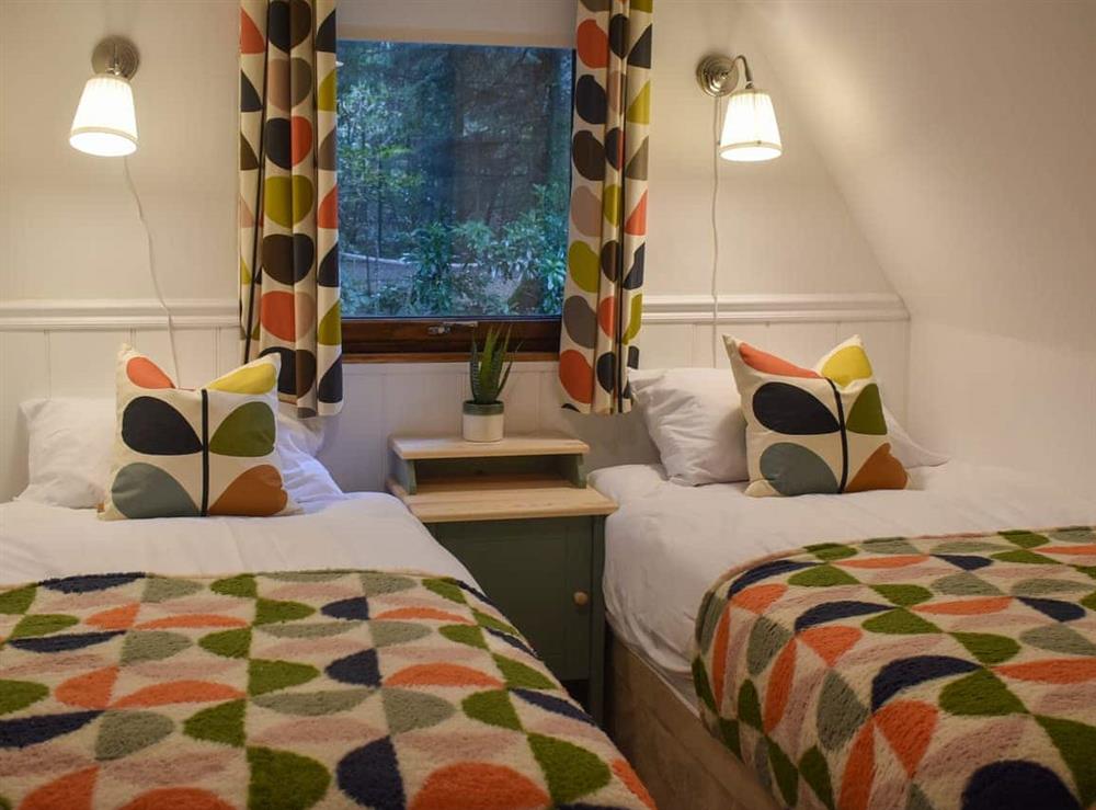 Twin bedroom at Pine Needle Lodge in South Laggan, Inverness-Shire