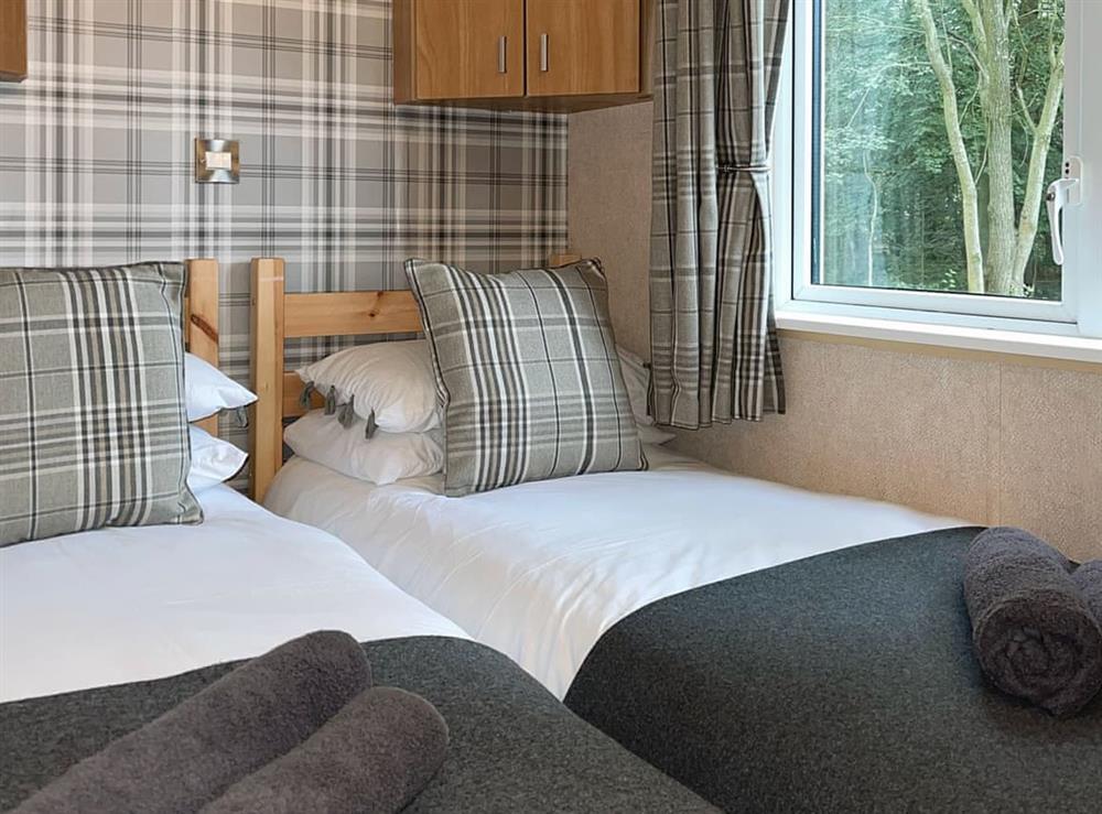 Twin bedroom at Pinetree Lodge in Swarland, near Warkworth, Northumberland