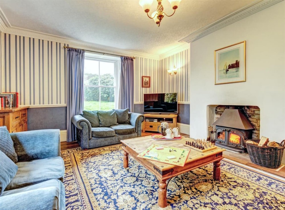 Living area at Pineview House in Slapton, Devon