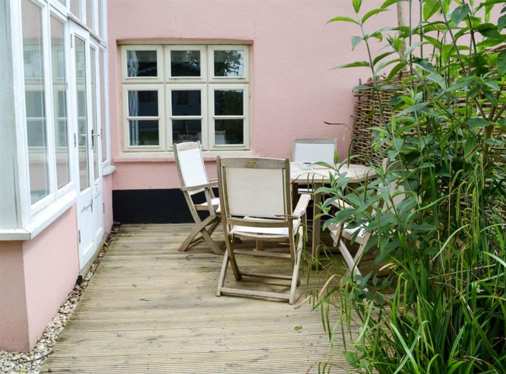 Sitting out area at Pink Cottage in Egmere, near Wells-next-the-Sea, Norfolk