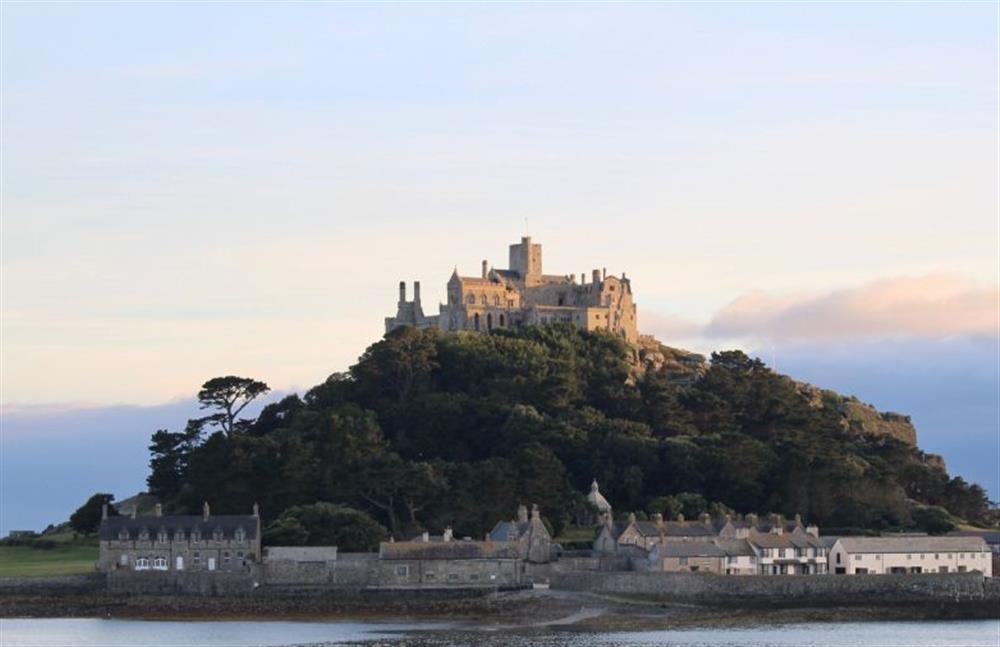 St Michaels mount is only accessible by foot at low tide at Pink Cottage, Penzance