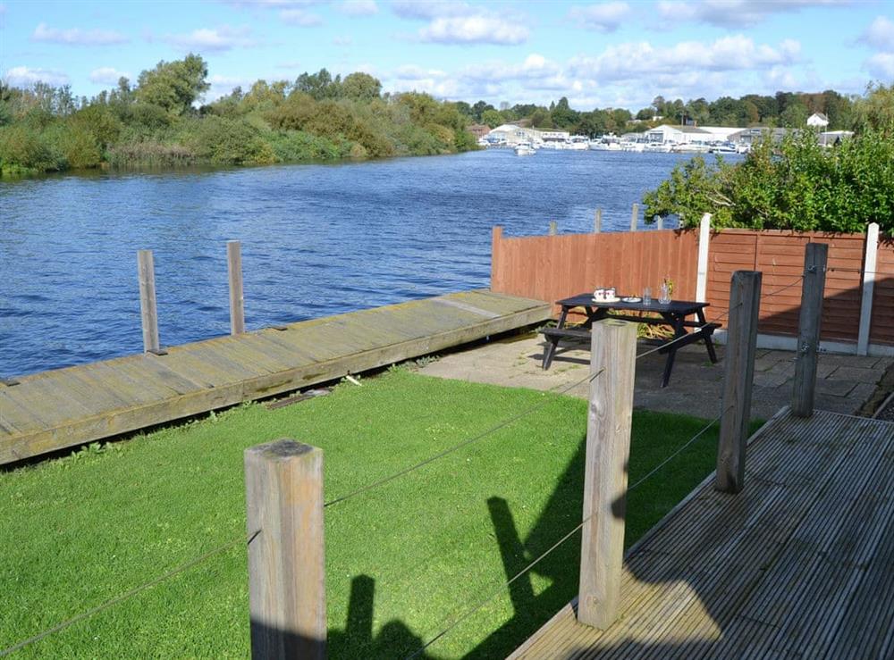 View from the raised decking at Pintail in Brundall, near Norwich, Norfolk