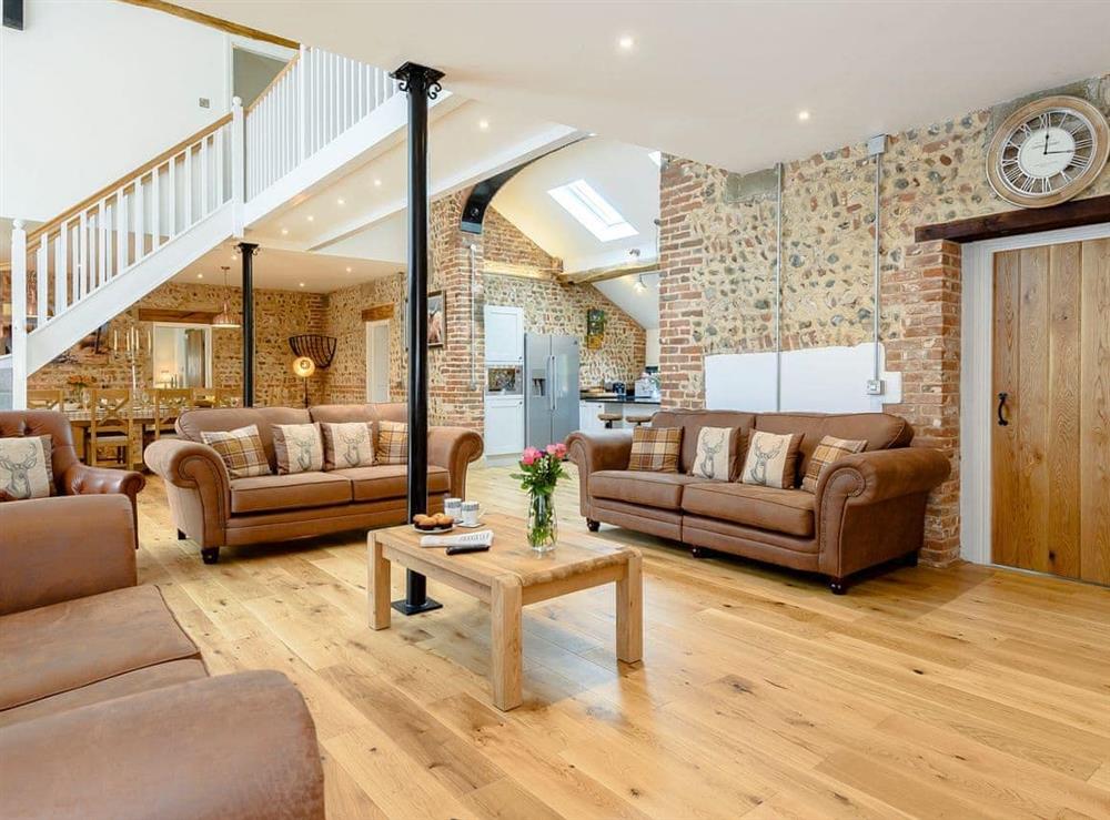Light and airy open plan living space at Pipistrelle Barn in North Walsham, Norfolk