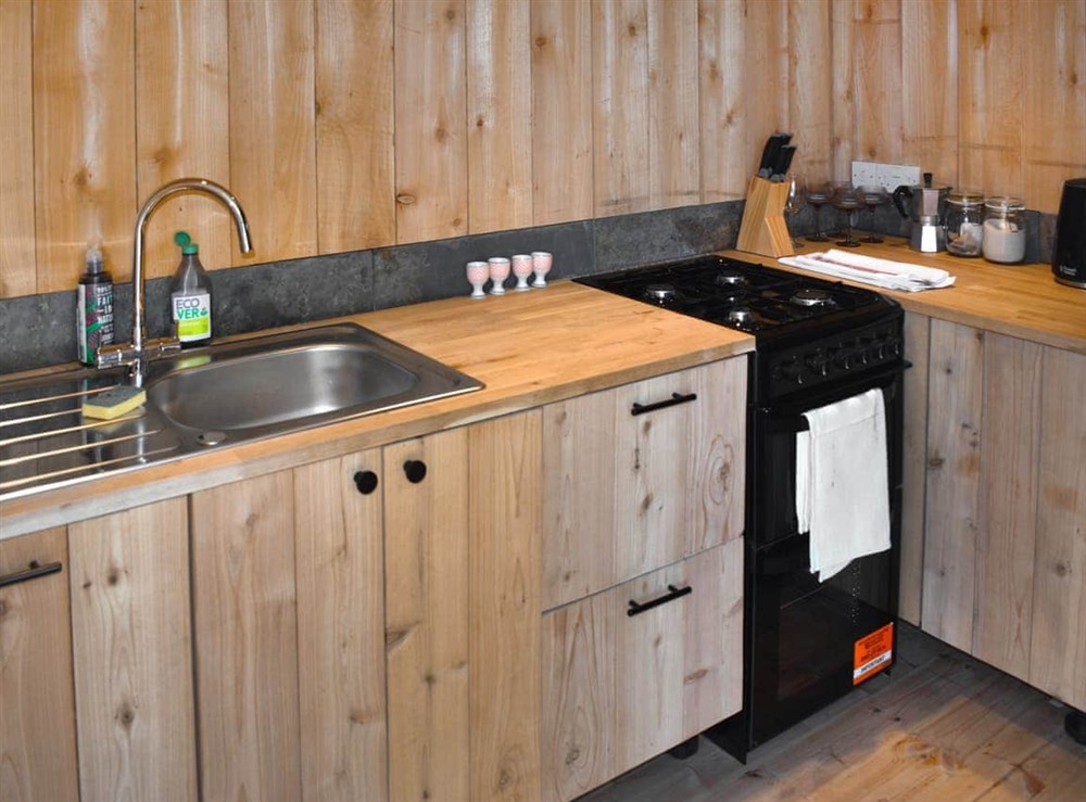 Kitchen at Pippin Yurt in Beaminster, Dorset