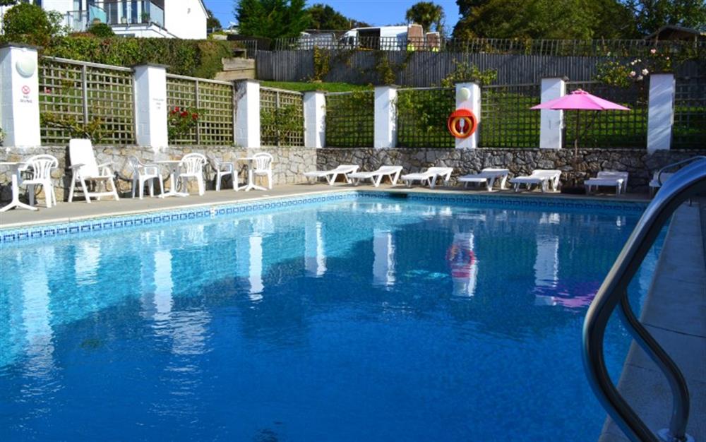 The heated swimming pool is available for guests from May 1st until the end of September. Booking is necessary during the holidays. at Pirates Den in Helford Passage