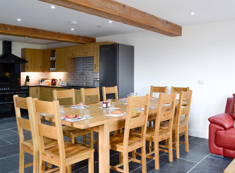 Beautifully appointed kitchen and dining areas at Pistyll Gwyn in Llanwrthwl, near Rhayader, Powys