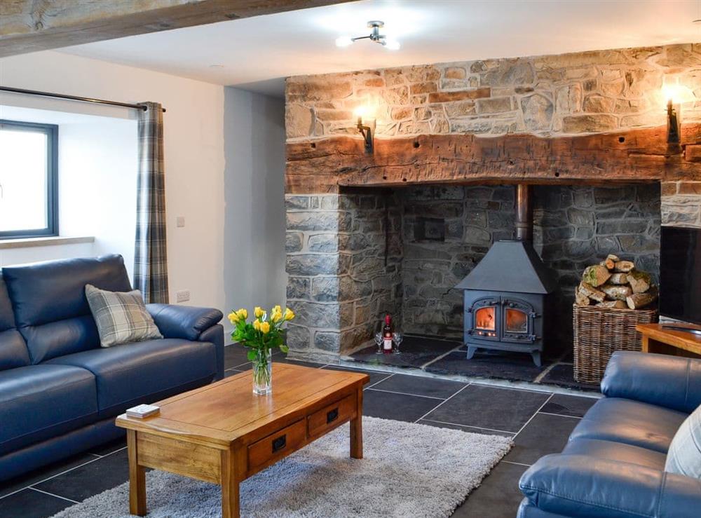 Cosy and comfortable living room at Pistyll Gwyn in Llanwrthwl, near Rhayader, Powys