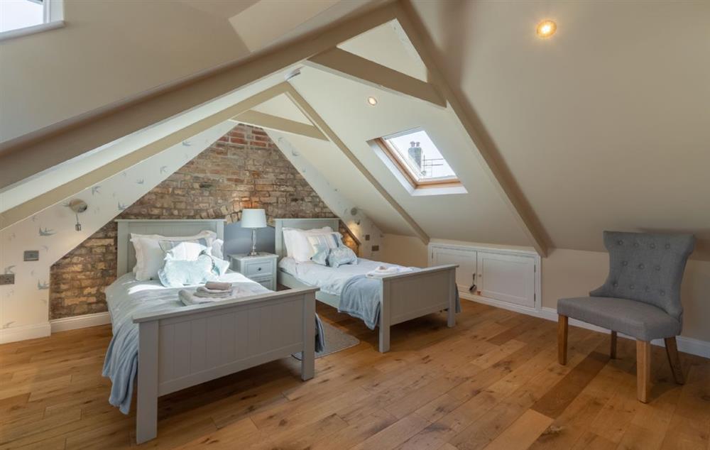 Stunning roof top bedroom with twin beds and views at Place View, Fowey