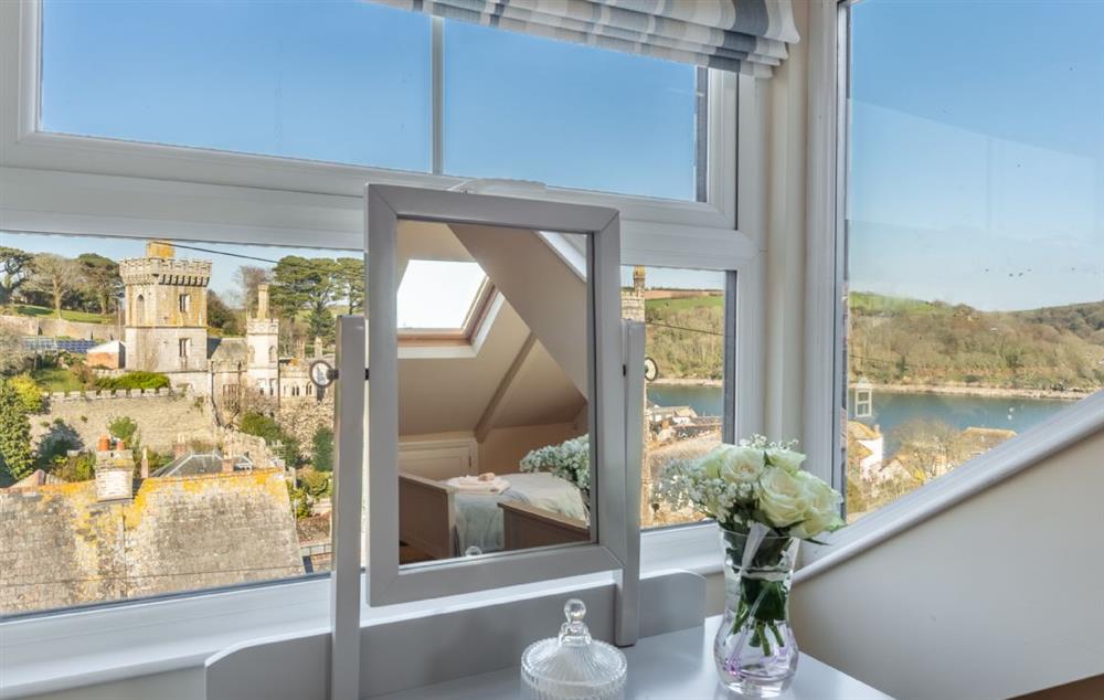 Stunning views from the dressing table in the twin bedroom at Place View, Fowey