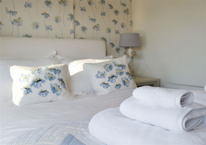 One of the bedrooms at Plas Lodge, Llanfaelog