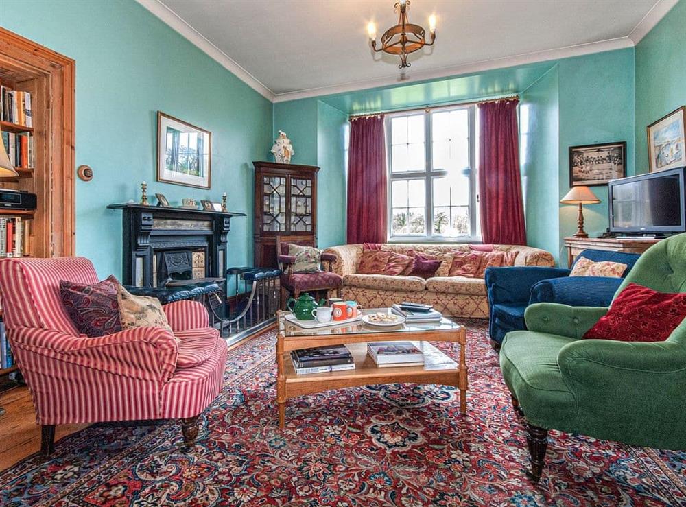 The living area at Plas Pontfaen in Gwaun Valley, Pembrokeshire, Dyfed