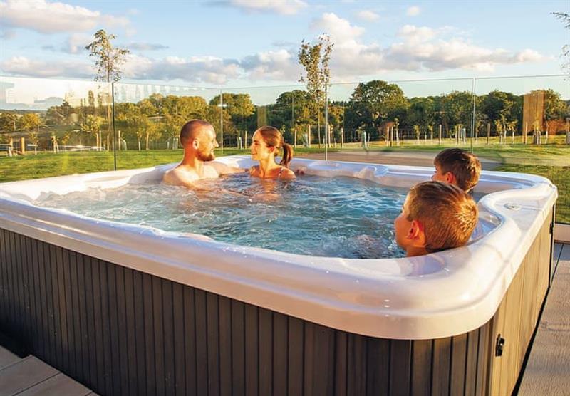 The hot tub in the Plassey Lodge at Plassey Leisure Park in Eyton, Wrexham