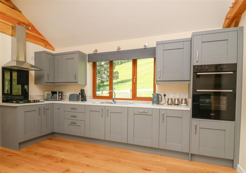 The kitchen at Ploony Hill Cabin, Bleddfa near Knighton