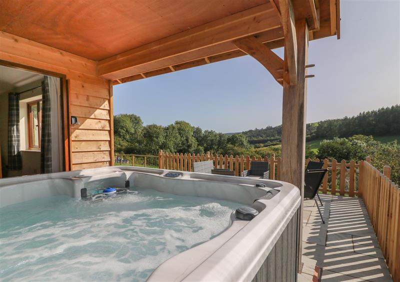 There is a hot tub at Ploony Hill Cabin, Bleddfa near Knighton