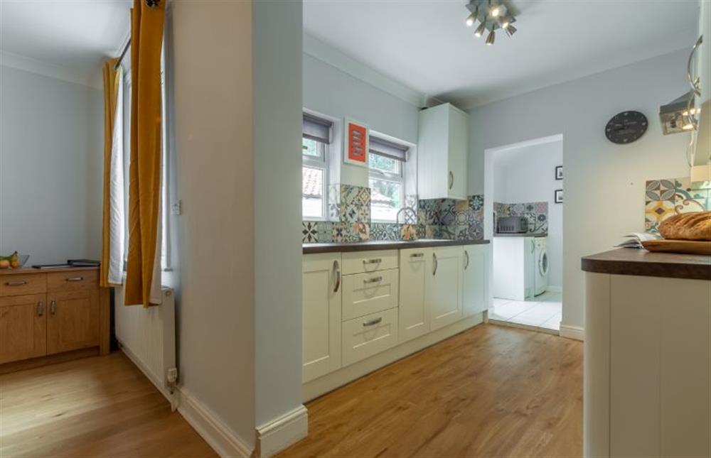 Ground floor: Kitchen from dining room at Plum Cottage, Overstrand near Cromer