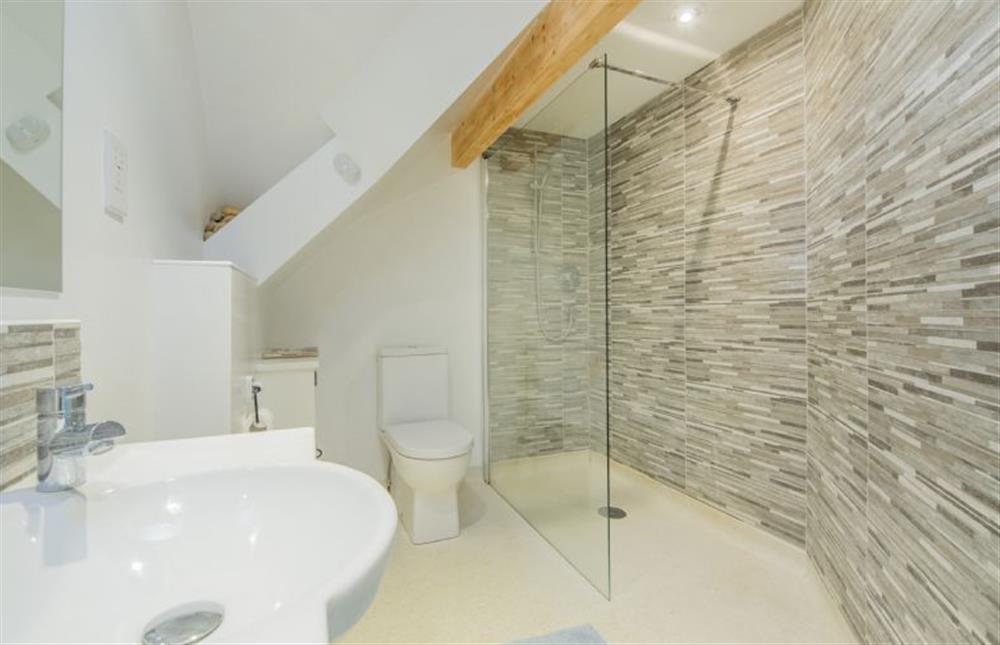 First floor: Master bedroom en-suite shower room at Plumtrees, Thornham near Hunstanton