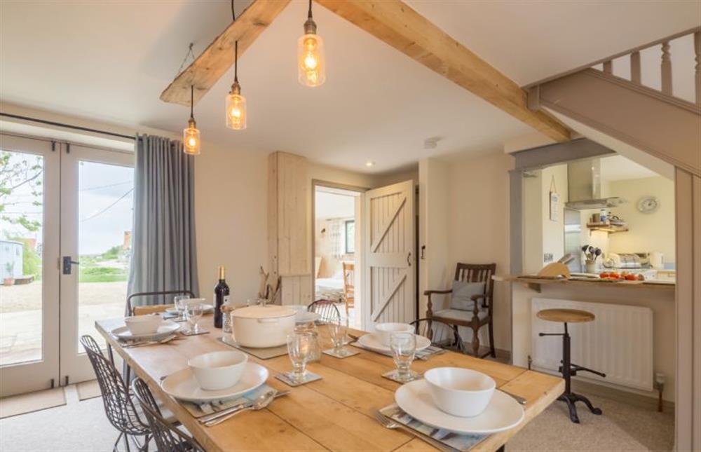 Ground floor: Dining area leading to Kitchen and Family room at Plumtrees, Thornham near Hunstanton