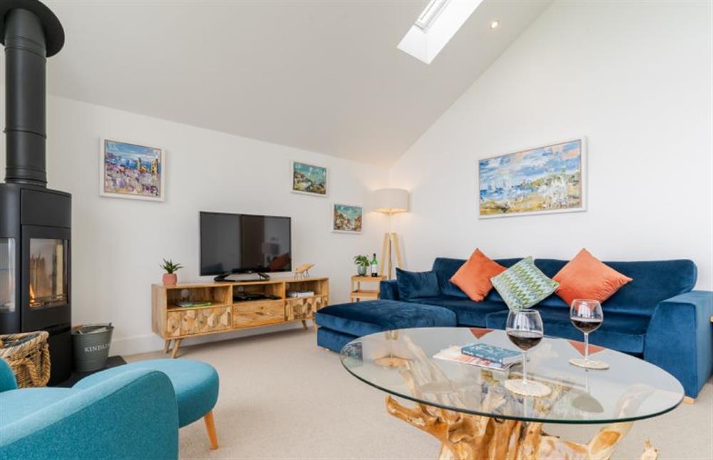 Beautifully furnished main sitting area with a Smart television at Polberro Cottage, St Agnes