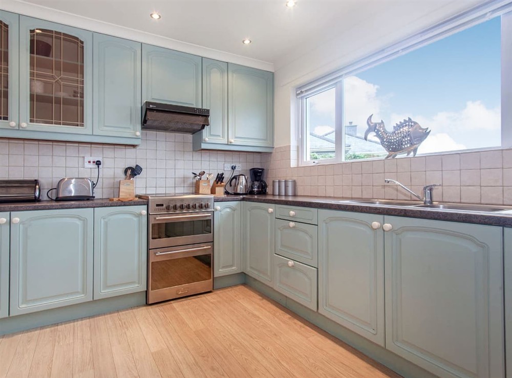 Kitchen area at Poldhu in St Mawes, Cornwall