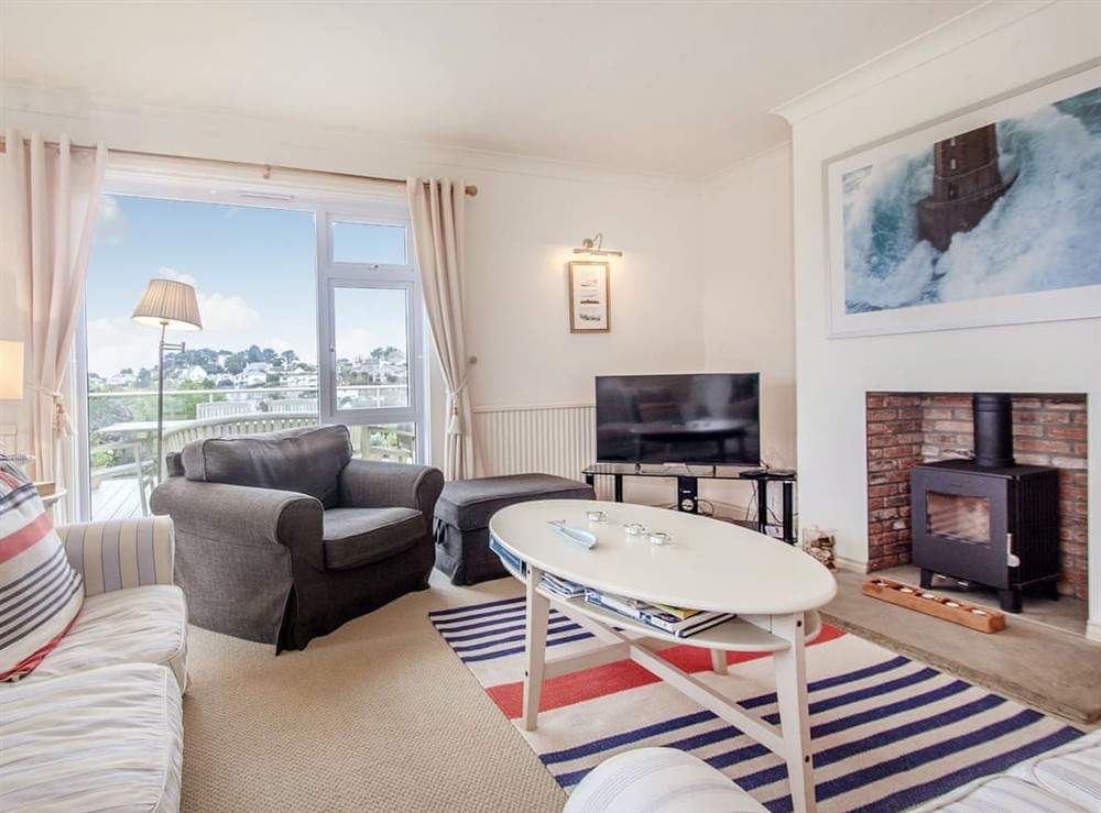 Living area at Poldhu in St Mawes, Cornwall