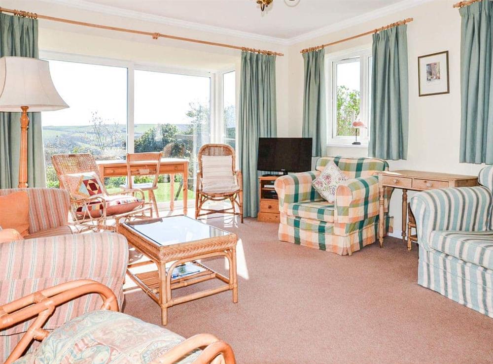 Living room at Poldower in St Mawes, Cornwall