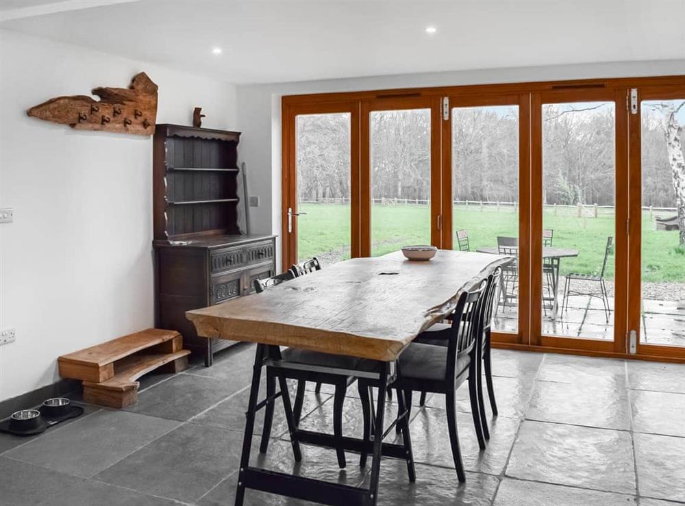 Open plan living space at Polecat Barn in Plumpton Green, East Sussex