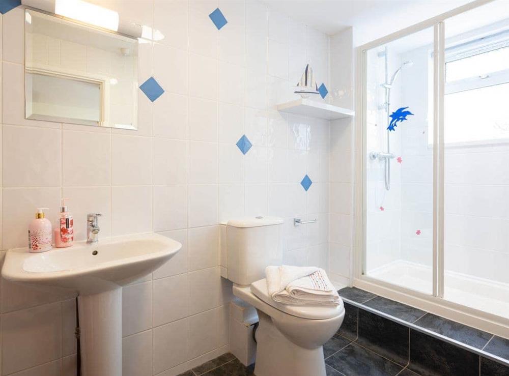 Shower room at Polgew Apartment in Marazion, Cornwall., Great Britain