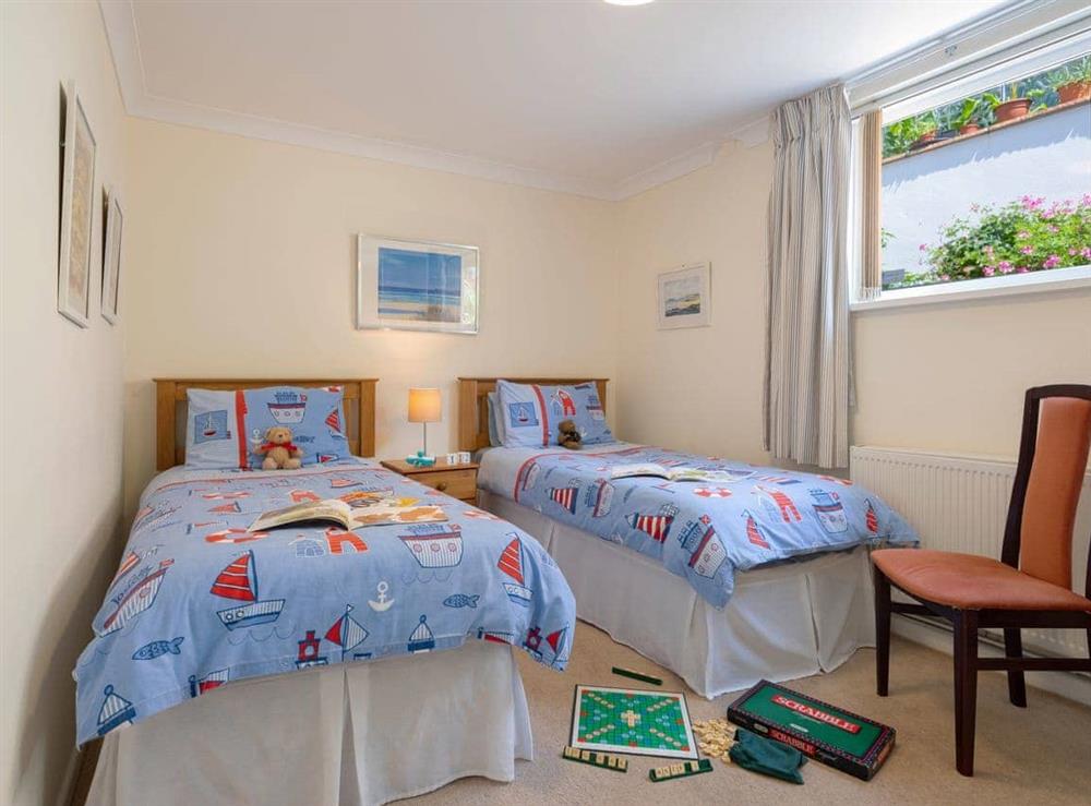 Twin bedroom at Polgew Apartment in Marazion, Cornwall., Great Britain