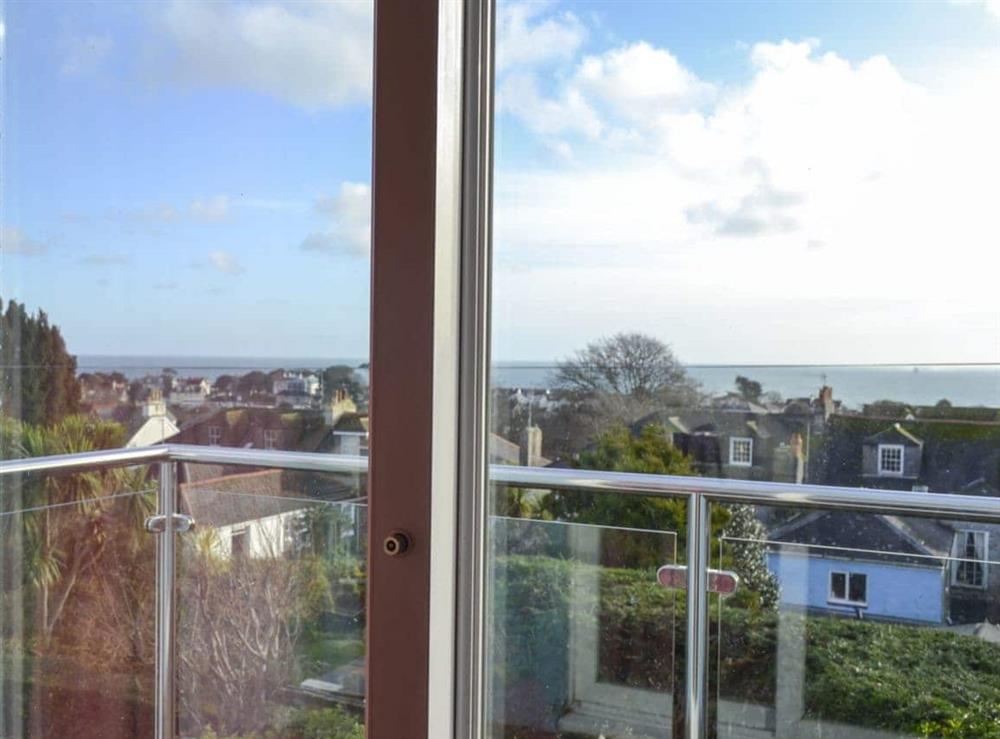 Beautiful sea views from the living room at Pollendor in Falmouth, Cornwall