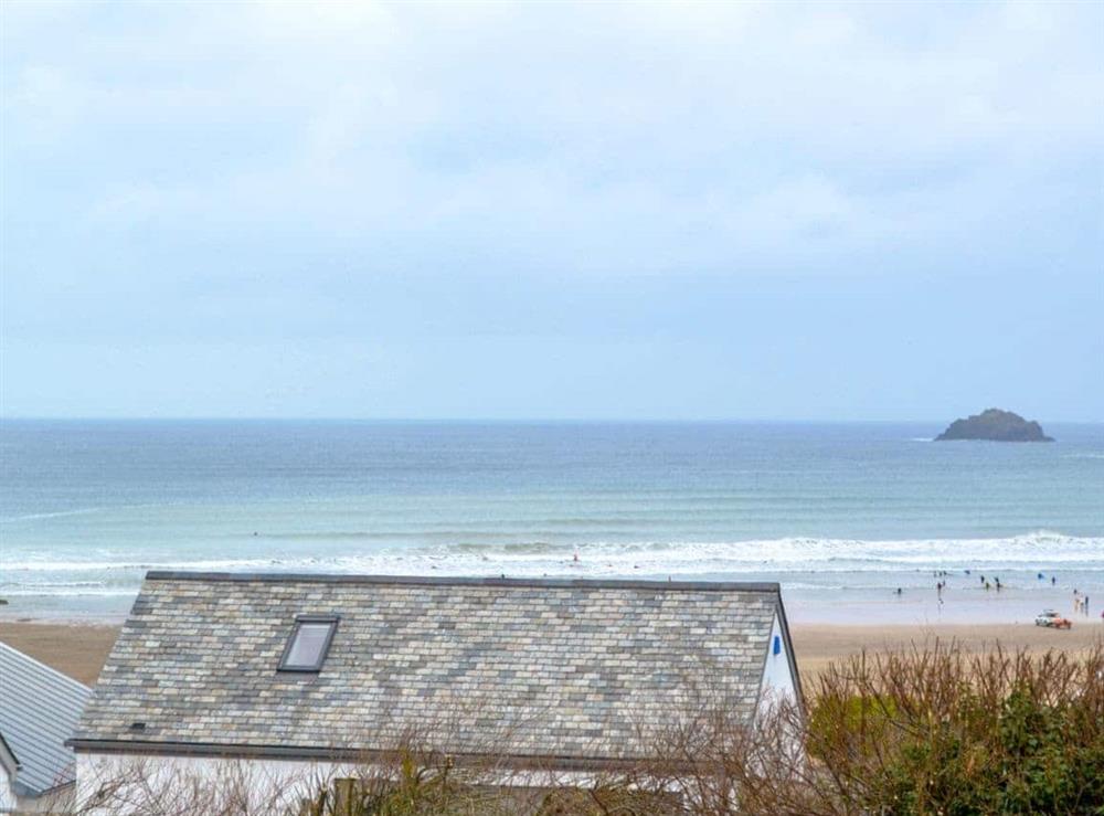 Stunning view of Polzeath beach from the property at Polmeor in Polzeath, Cornwall
