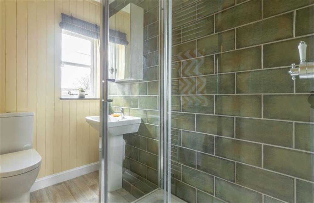 First floor: Shower room with large, walk-in shower, wash basin and WC at Pond Cottage, Edgefield near Melton Constable