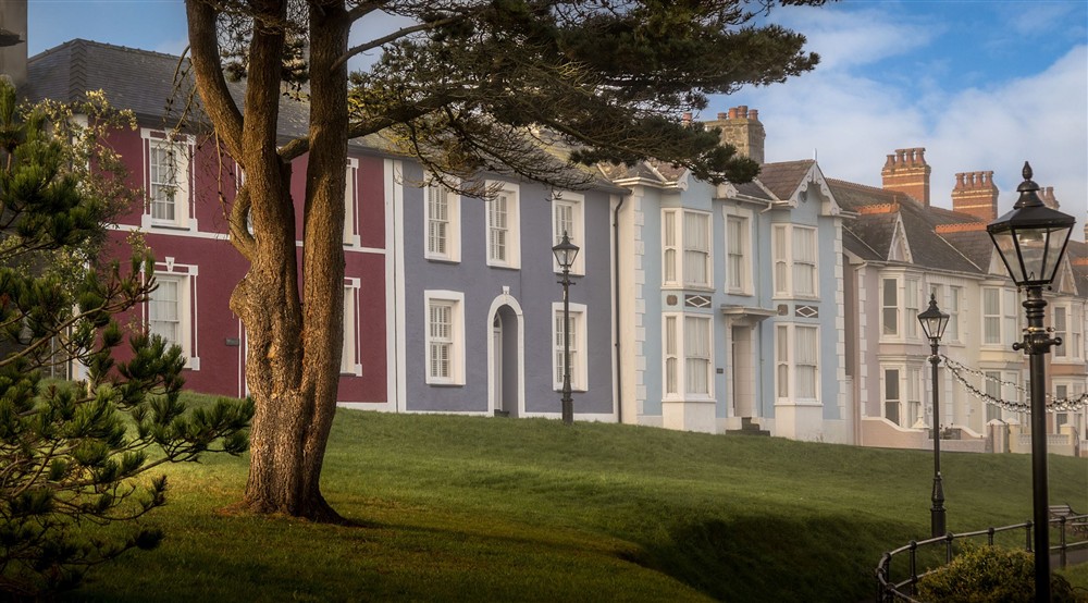 Colourful buildings in the seaside town of Aberaeron, a 10-minute drive from Abermydyr and Pontbrenmydyr, Ceredigion at Pontbrenmydyr in Aberaeron, Ceredigion